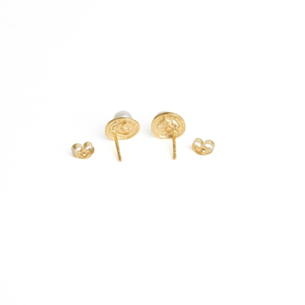 9ct Yellow Gold Pearl & Diamond Earrings - Image 4