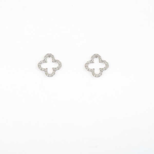 18ct White Gold Cloverleaf Earrings