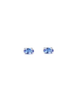 9ct White Gold Oval Tanzanite Earrings