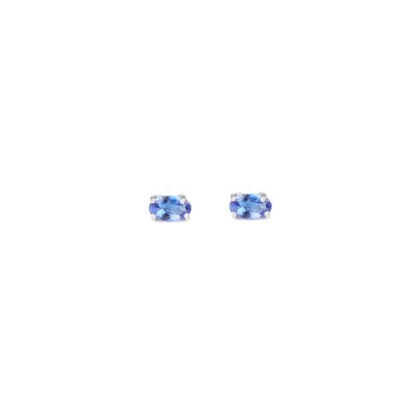 9ct White Gold Oval Tanzanite Earrings