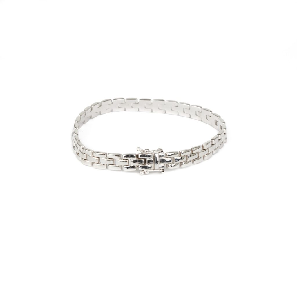 9ct White Gold Panther Link Bracelet