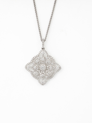 18ct White gold Diamond Filigree Pendant