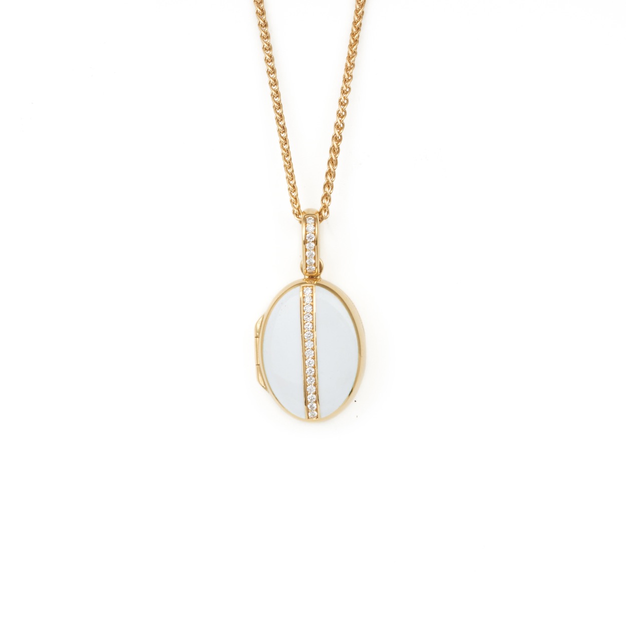 18ct Yellow Gold White Enamel \u0026 Diamond 