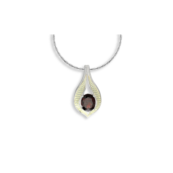 Nicole Barr -  Oval garnet yellow drop pendant