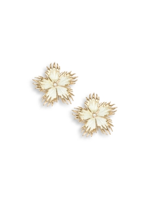 Nicole Barr - Rose Gold Plated Sterling Silver White Sapphire Rock Flower Stud Earrings