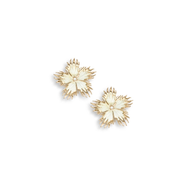 Nicole Barr - Rose Gold Plated Sterling Silver White Sapphire Rock Flower Stud Earrings