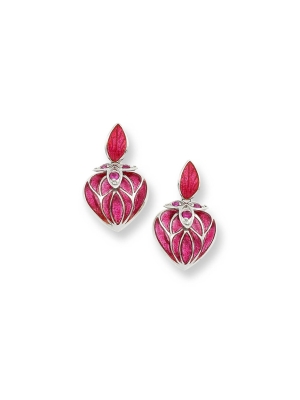 Nicole Barr - Sterling Silver Red Ruby Heart Stud Earrings