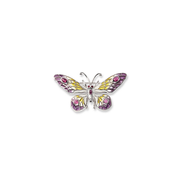 Nicole Barr - Sterling Silver Purple and Ruby Rhodolite Butterfly Brooch-Pendant
