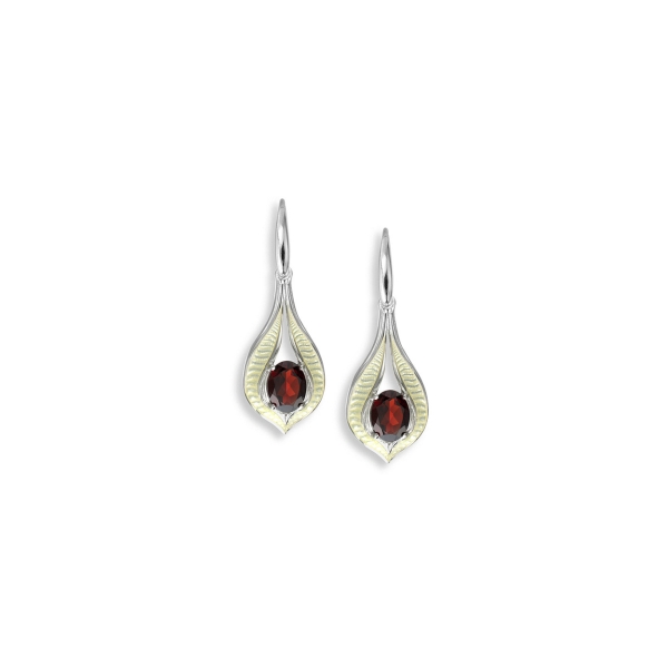 Nicol Barr Oval Garnet Yellow Drop Earrings