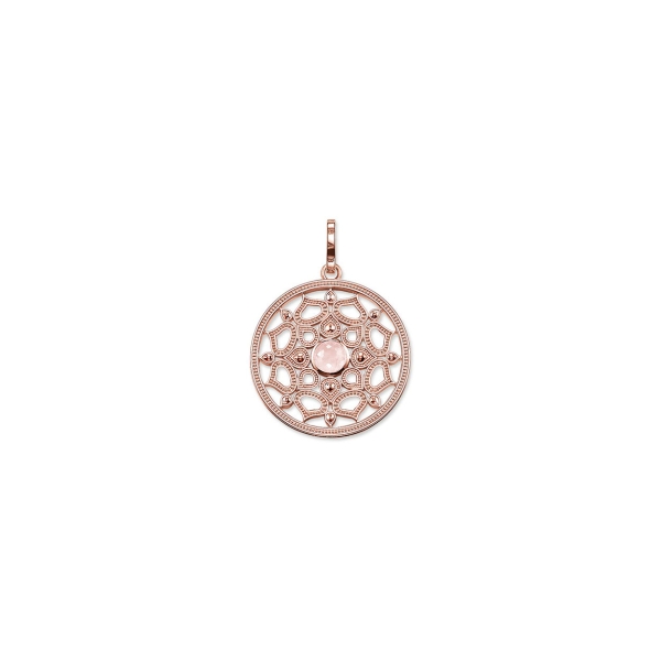 Thomas Sabo Rose Quartz Filigree Disc Pendant