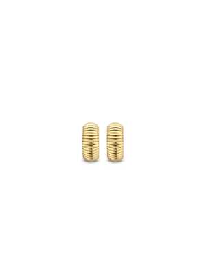 Ti Sento Gold Plated Wide Ribbed Hoop Earrings