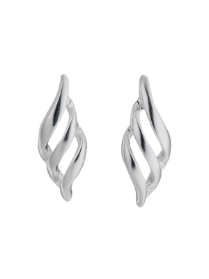Silver Polished Spirals Stud Earrings