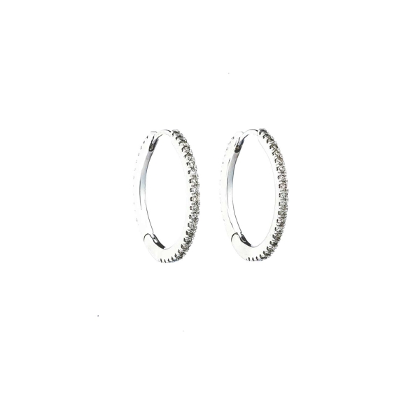 9ct White Gold Diamond Set Hoop Earrings 0.41ct
