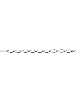 Silver Large Oval Open Link Bracelet