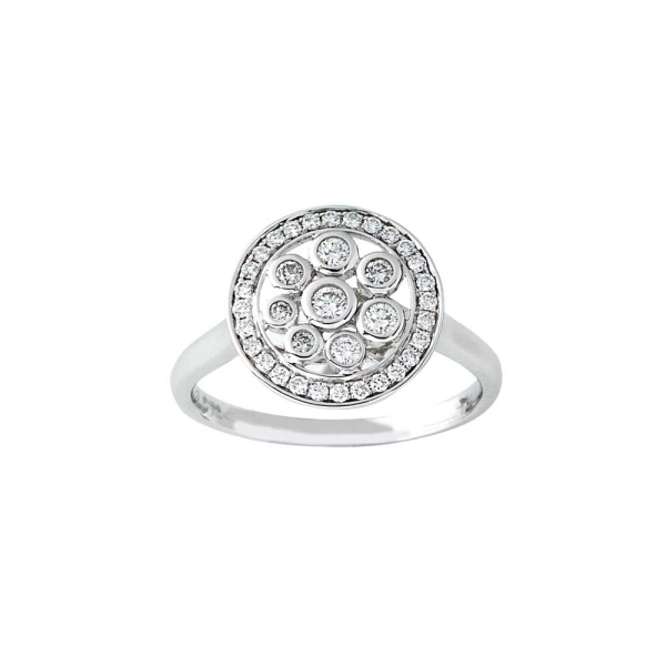 18ct White Gold Circular Bubble Cluster Ring 0.37ct