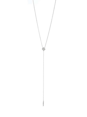 18ct White Gold Pave Diamond Set Lariat Drop Necklace