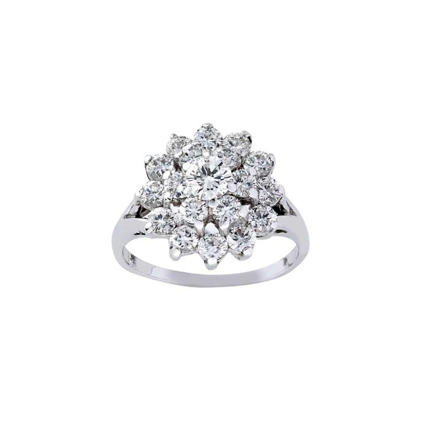 Pre Owned 14ct White Gold Diamond Cluster Ring