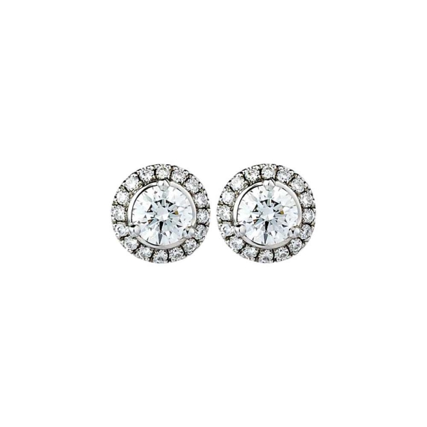 18ct White Gold Skye Round Halo Cluster Earrings