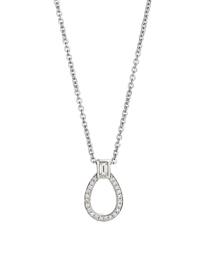 18ct White Gold Diamond Set Open Teardrop Pendant & Chain