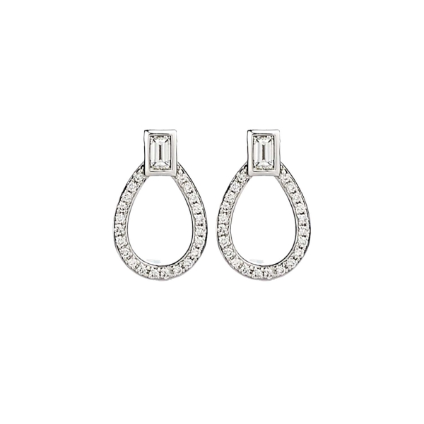 18ct White Gold Diamond Set Open Teardrop Stud Earrings