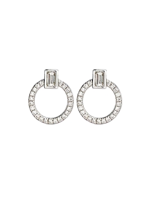18ct White Gold Diamond Set Open Circle Stud Earrings