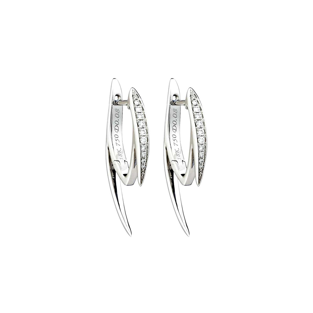 18ct White Gold Diamond Set Tallon Hoop Earrings