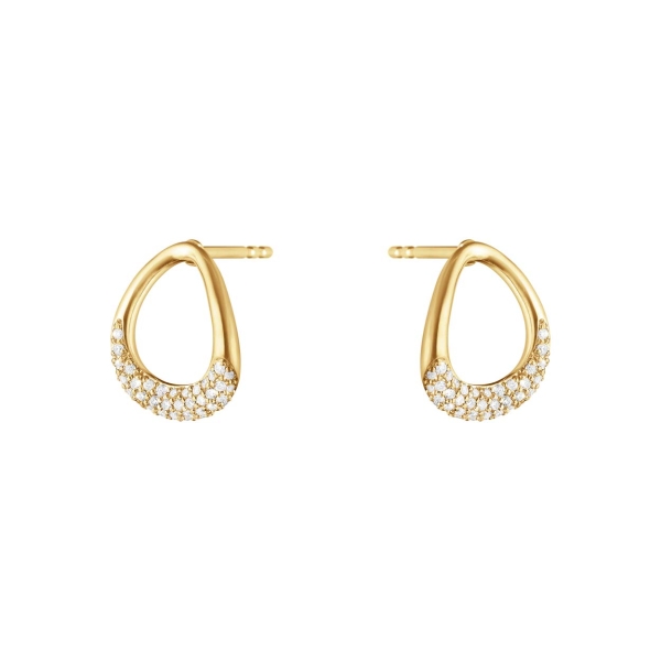 Georg Jensen Gold Diamond Set Offspring Studs