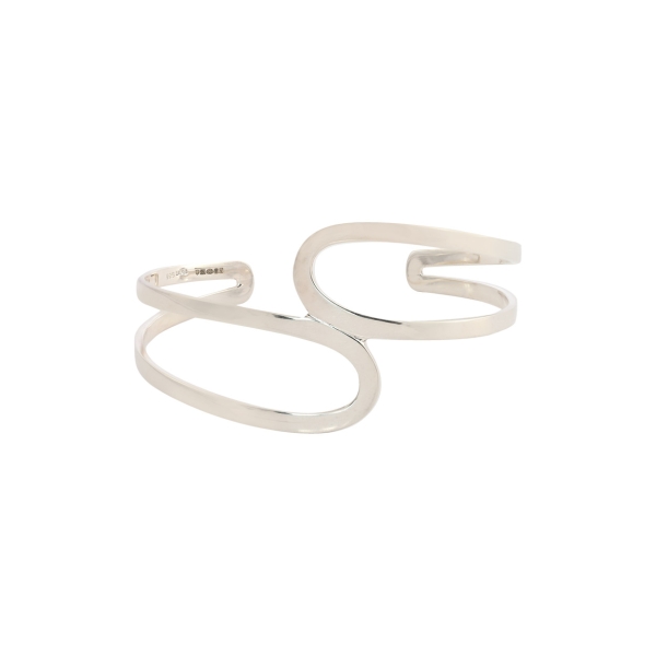 Silver Cross over Loops Bangle