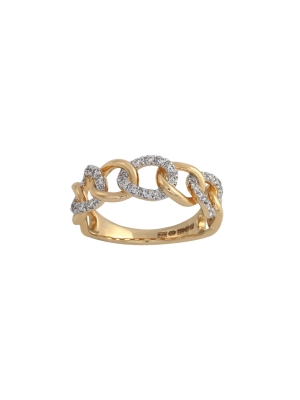 18ct Yellow Gold Pave Diamond Chain Link Ring
