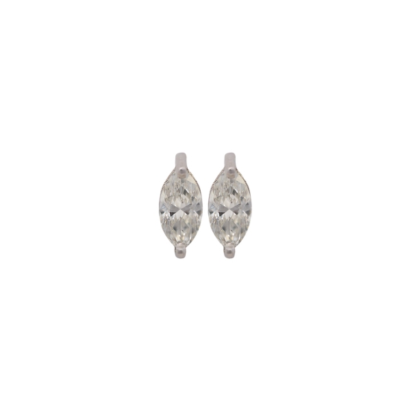 18ct White Gold Single Marquise Diamond Stud Earrings