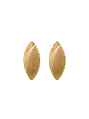 9ct Yellow Gold Satin & Polished Marquise Stud Earrings