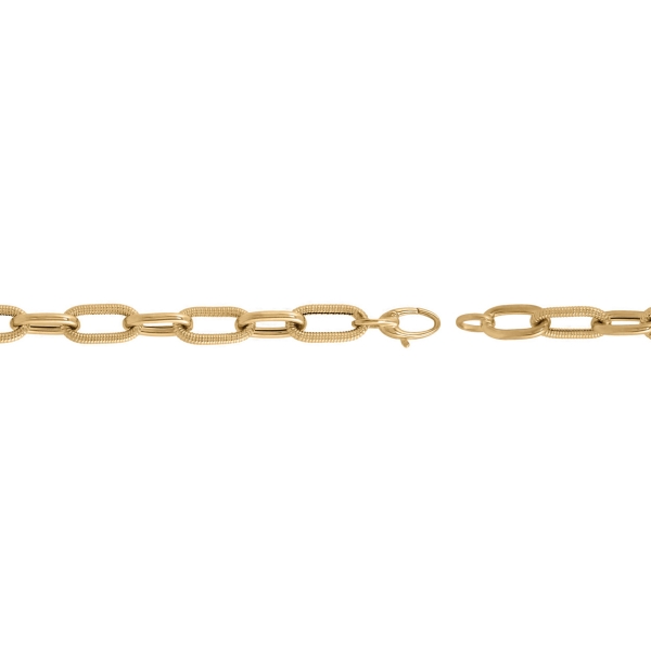 9ct Yellow Gold Plain & Rope Effect Oblong Link Bracelet