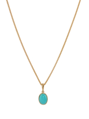 9ct Yellow Gold Oval Cabachon Turquoise Pendant