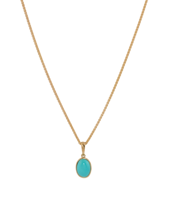 9ct Yellow Gold Oval Cabachon Turquoise Pendant
