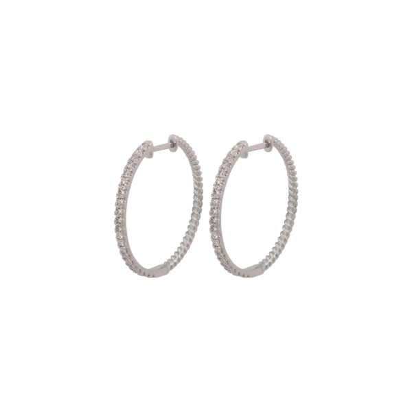 18ct White Gold Diamond Set Hoop Earrings
