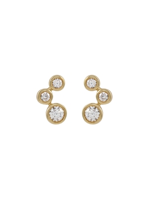 18ct Yellow Gold Three Stone Bubble Stud Earrings
