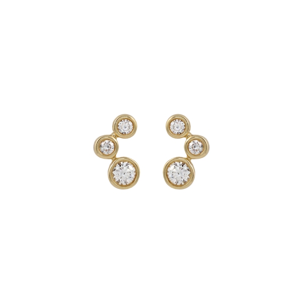 18ct Yellow Gold Three Stone Bubble Stud Earrings
