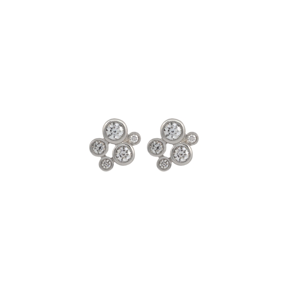 18ct White Gold Bubble Design Stud Earrings