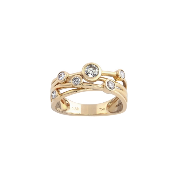 18ct Yellow Gold Six Diamond Bubble Ring - FJ Zelley