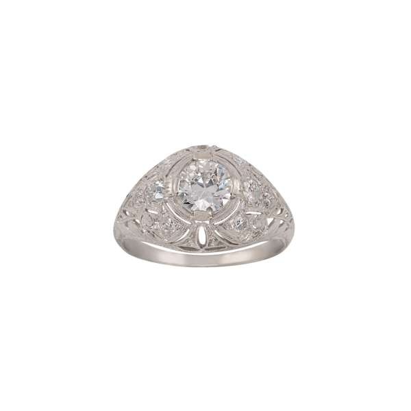 Platinum Domed Diamond Set Art Deco Style Ring