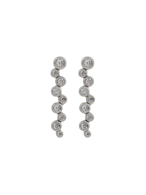18ct White Gold Diamond Bubble Drop Earrings