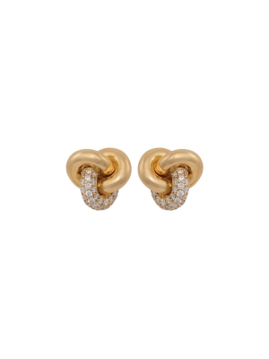 18ct Yellow Gold Diamond Set Knot Stud Earrings
