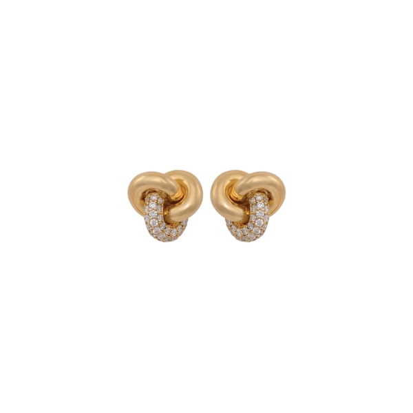 18ct Yellow Gold Diamond Set Knot Stud Earrings