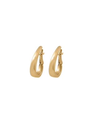 9ct Yellow Gold J Shape Tapered Hoop Earrings