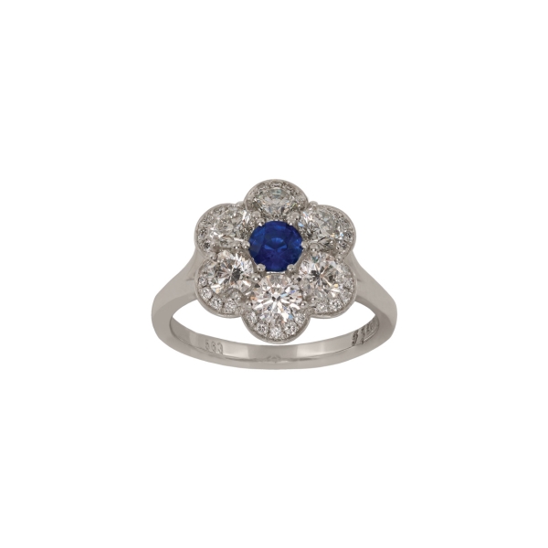 Platinum Savanna Sapphire & Diamond Cluster Ring