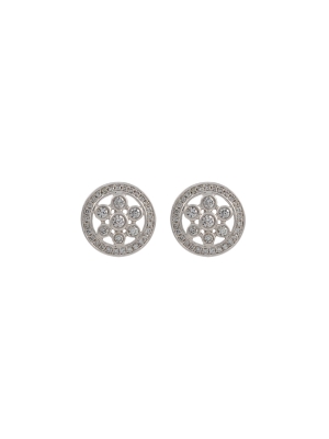 18ct White Gold Bubble Design Circle Earrings