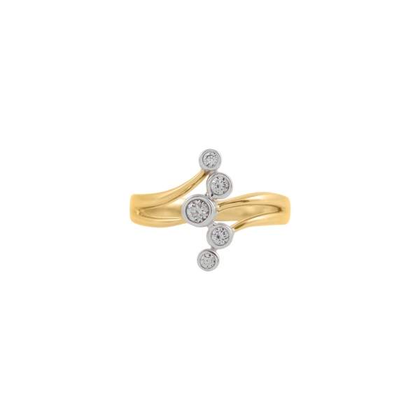 18ct Yellow & White Gold Bubble Diamond Ring