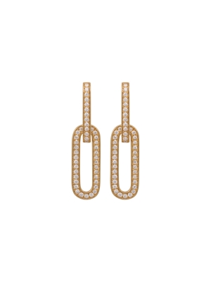 18ct Yellow Gold Diamond Set Double Link Drop Earrings