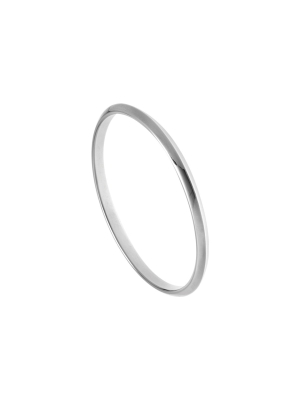 Silver Hand Made 4mm Rolled Bangle with Centre Ridge Design