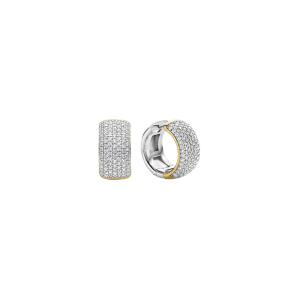 Ti Sento Silver Vermeil Pave CZ Set Hoop Earrings